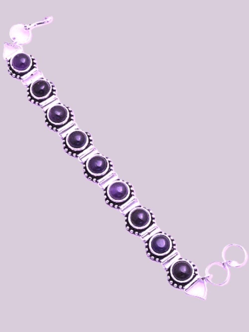 Amethyst Gemstone Sterling Silver Bracelet 23 Gms